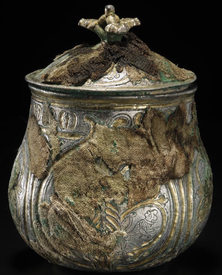 The silver vessel from the Galloway Viking hoard is much older and not from Europe